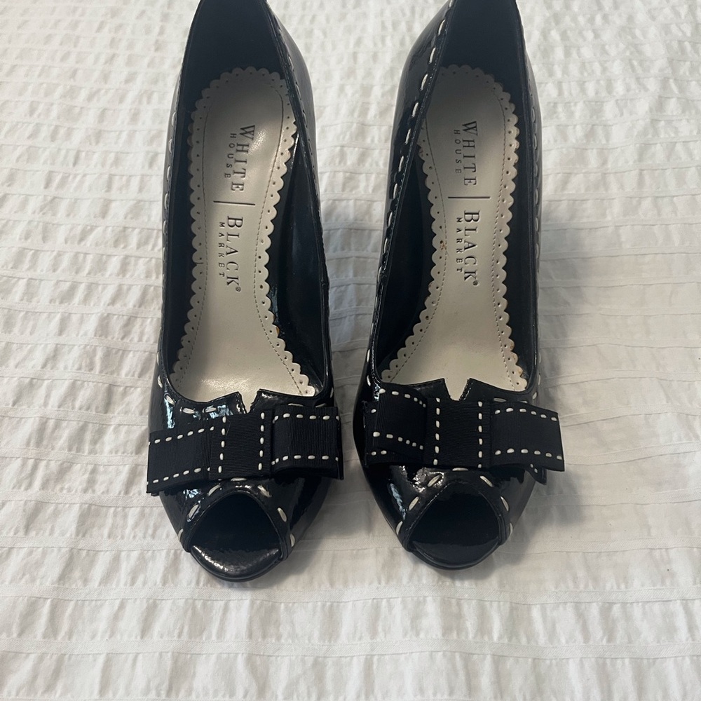 White House Black Market Black Patent Leather Heels